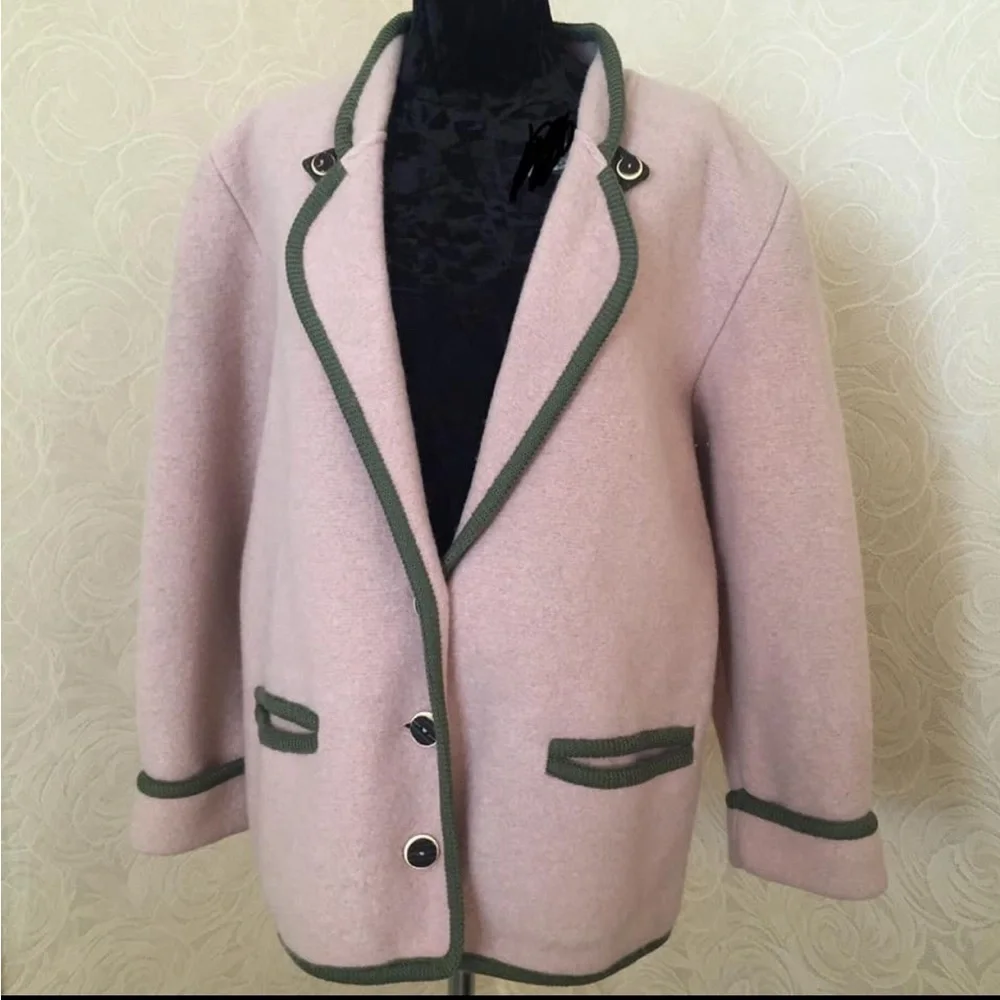 Wesenjak Australian Pink Green Piping Wool Jacket Women’s Size 12